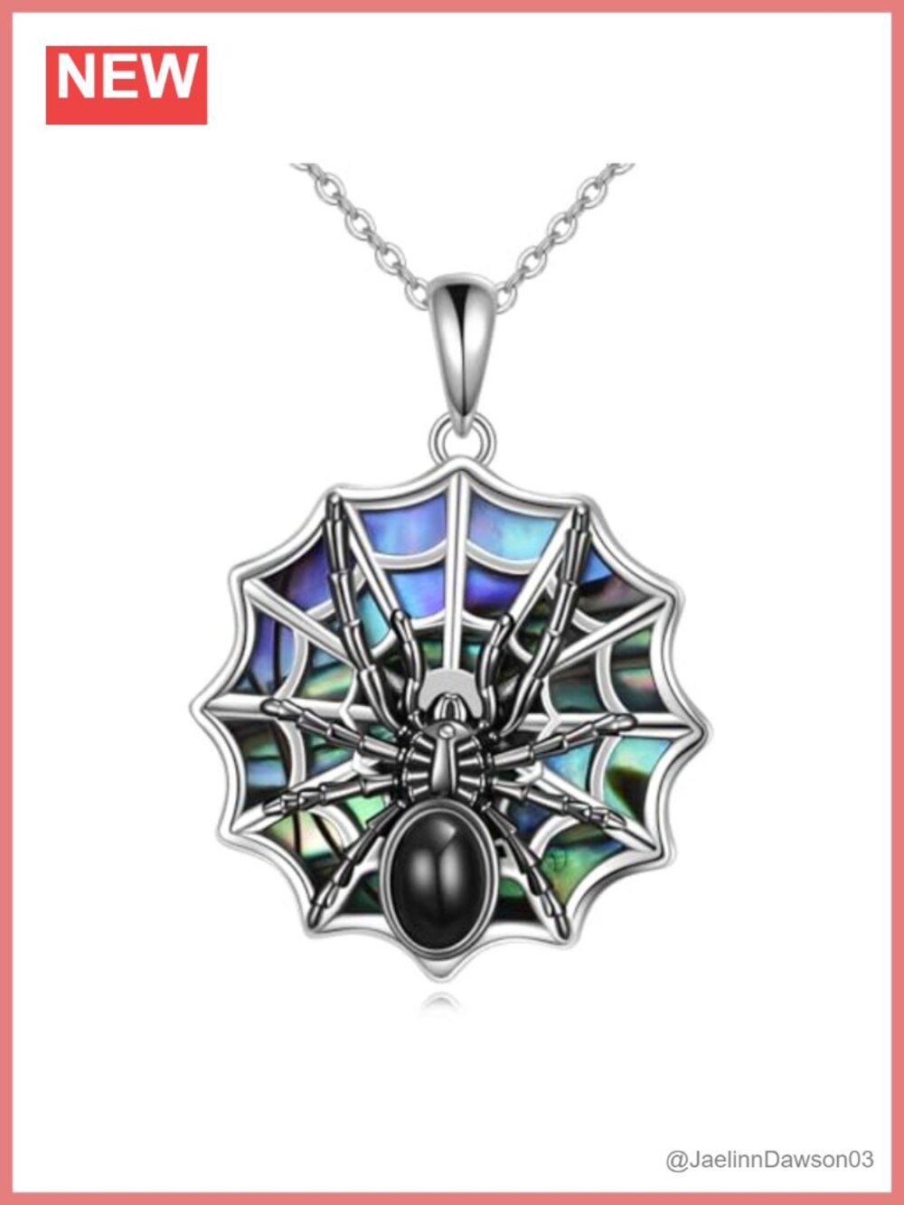 Spider Necklace Sterling Silver Abalone Shell Gothic Pendant Jewelry for Women